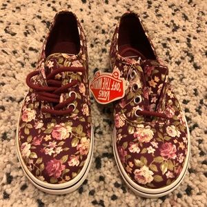 Floral Print Canvas Vans Girls Size 11.5